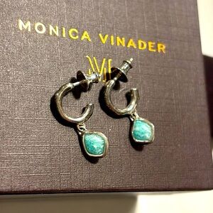 Monica Vinader drop earrings amazonite nugget in sterling silver